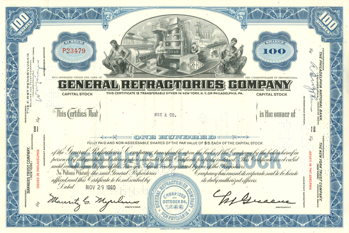 General Refractories Co. - Stock Certificate